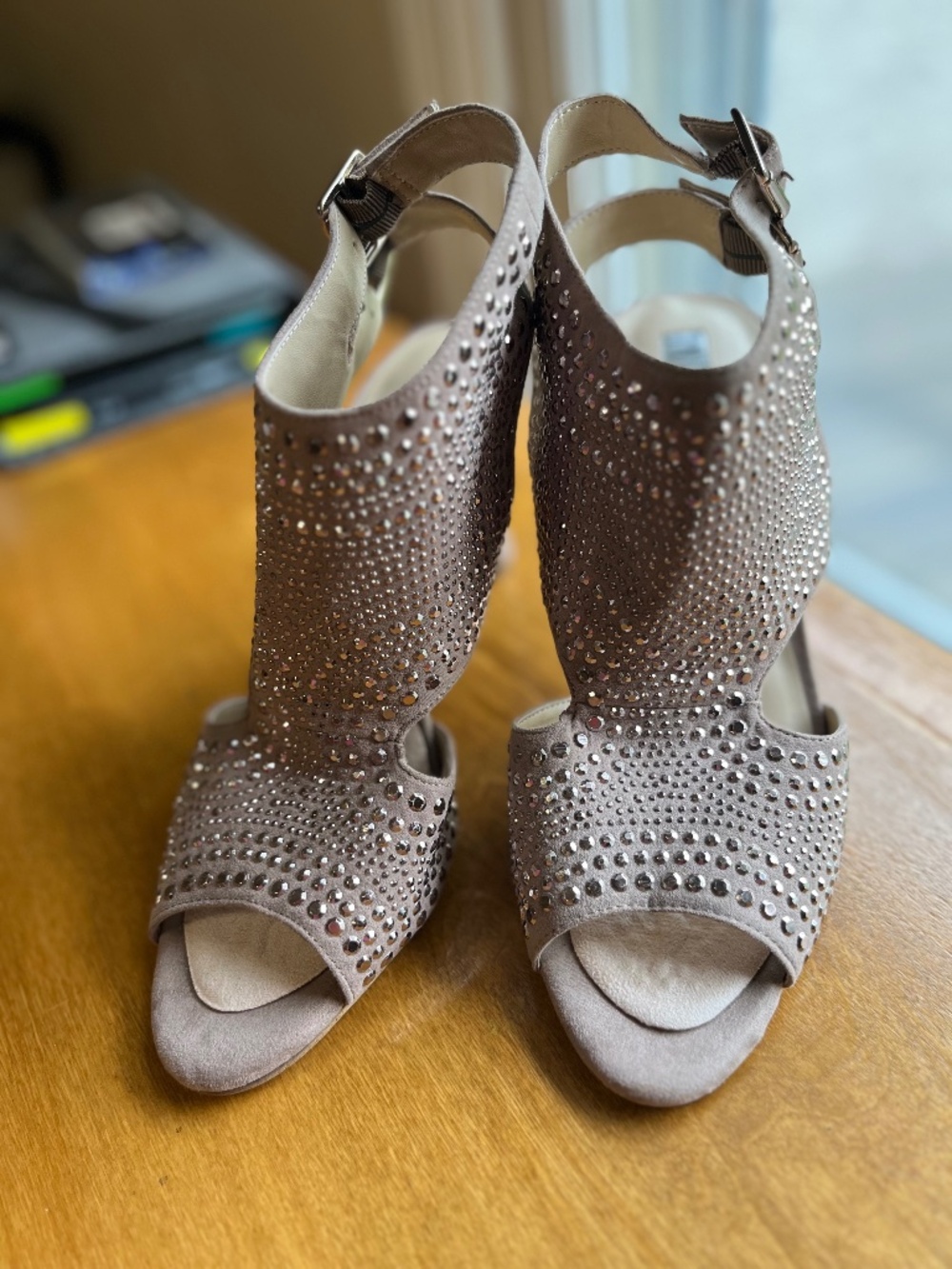 Stylish studded suede heels